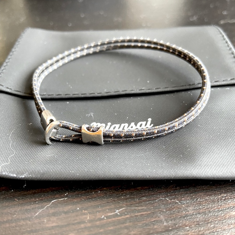 Miansai Orson Loop Bungee Rope Bracelet, Sterling Silver, Black/Brown, Medium